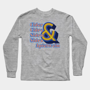 Cider, Cidre, Sidro, Sidra & Apfelwein. Groovy, Retro, BlueRed Style Long Sleeve T-Shirt